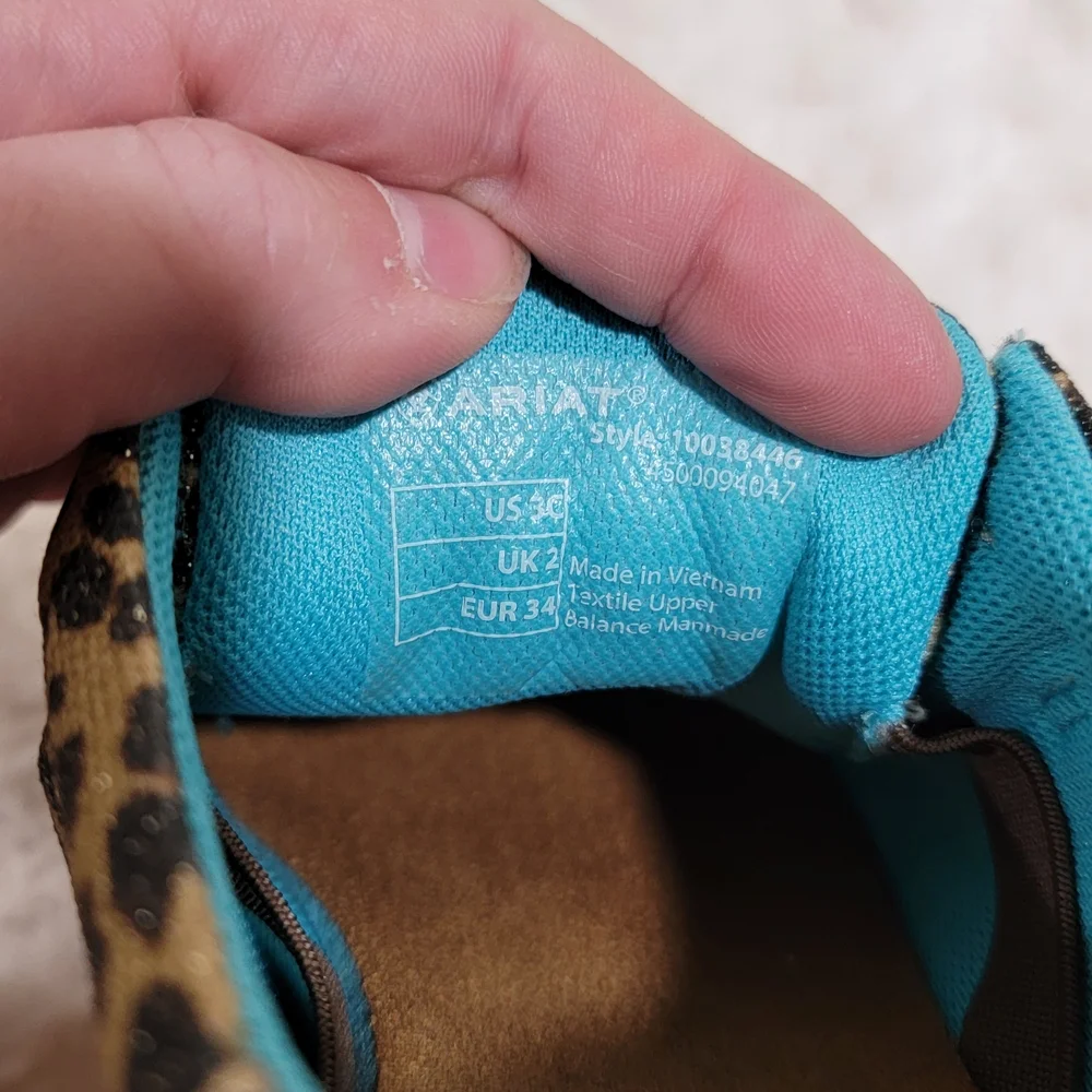 Ariat Youth Kid's 3 Hilo Washed Animal Print Slip On Shoe Loafer NEW